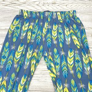 Simply Southern Leggings Blue Feathers Womens One Size Fits Most Small-Large NEW